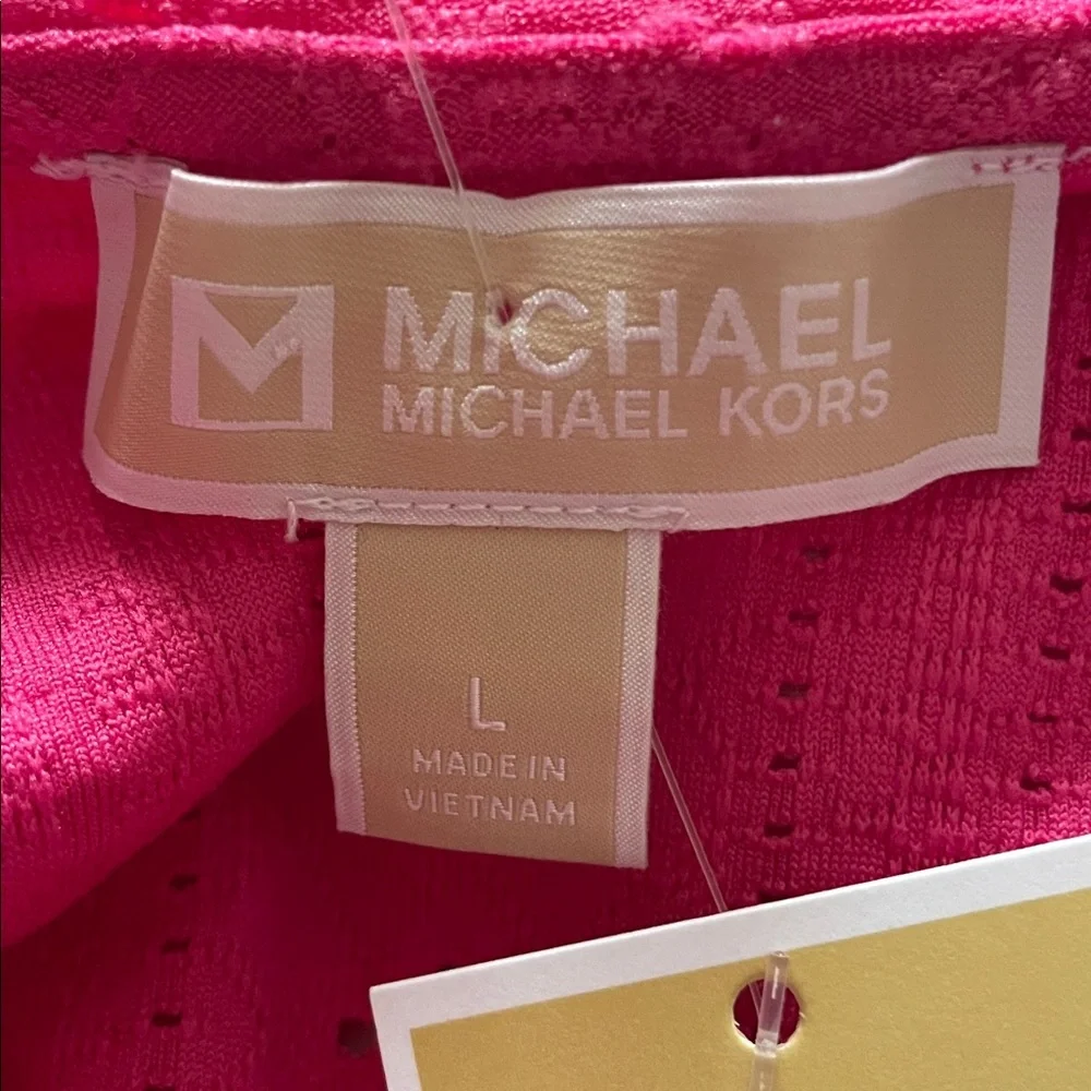 MICHAEL Michael Kors Fuchsia Ruffled Peplum Wrap Blouse sz L - Picture 5 of 9